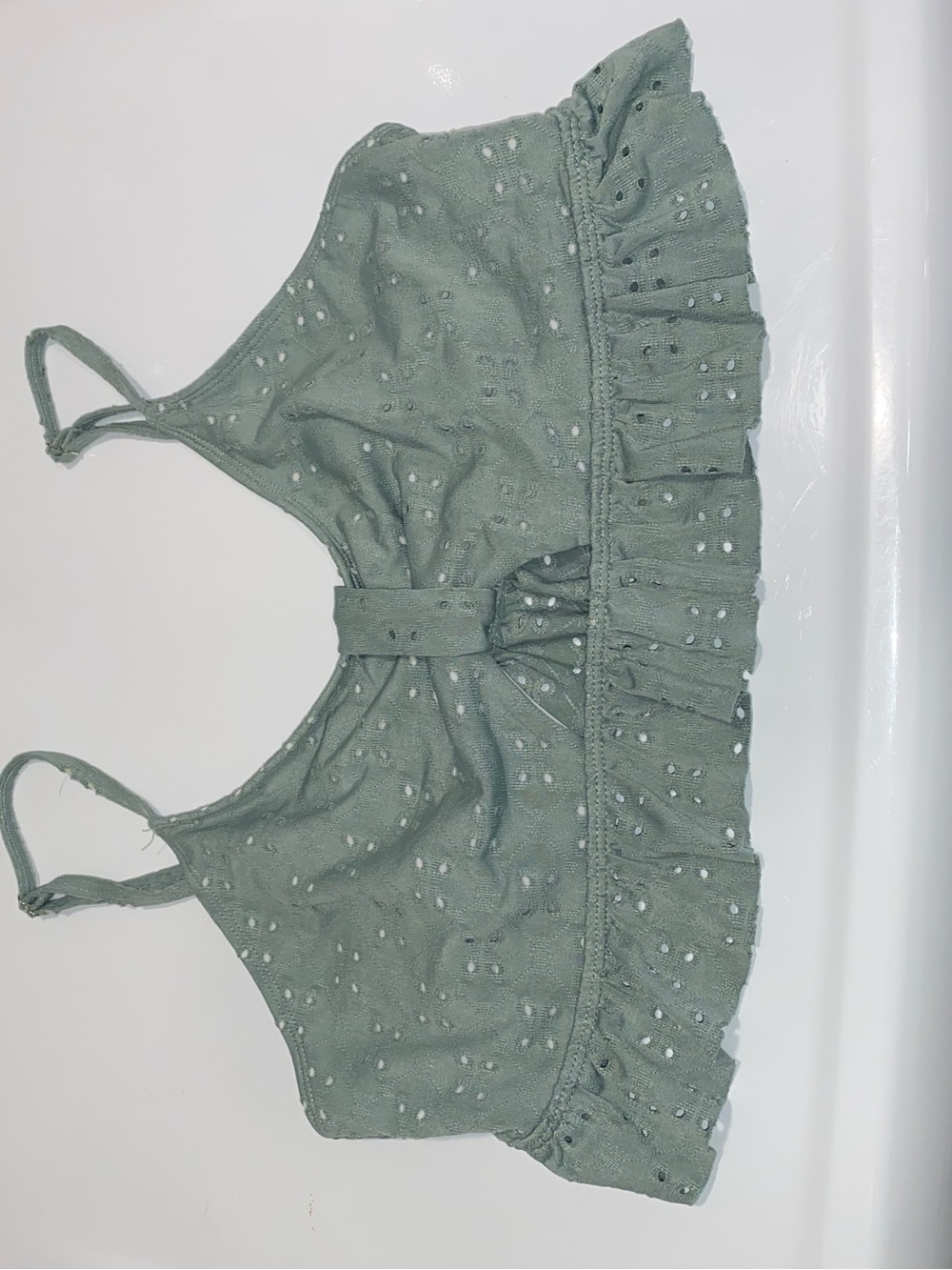 Women's Sage Eyelet Ruffle Bikini Set - Picture 3 of 7